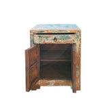 Distressed Turquoise Aqua Blue Small Cabinet End Table Nightstand ws4374S