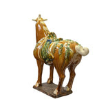 Chinese Distressed Tan Brown Color Glazed Ceramic Horse Figure ws3396S