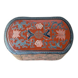 Chinese Brick Red Lacquer Color Treasure Graphic Stack Box Basket ws3893S