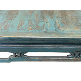 Chinese Distressed Turquoise Aqua Blue Low Square Coffee Table ws4069S