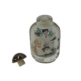 Chinese Inside Oriental Scenery Cats Graphic Glass Art Bottle ws4158S