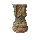 Chinese Rustic Wood Standing Prayer Hands Lohon Monk Statue ws4167S