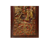 Chinese Vintage Wood Red Golden Relief Carving Wall Hanging Art Plaque ws4180S