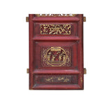 Vintage Chinese Red Golden Carving Rectangular Wood Wall Panel Art ws4213S