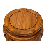 Oriental Light Brown Natural Wood Grain Round 5 Legs Stool Side Table ws4273S