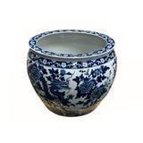 Chinese Crackle Base Blue White Double Dragon Peony Porcelain Pot ws4328S