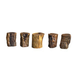 Set of 5 Raw Wood Rough Grain Finish Irregular Shape Short Stool Table ws4826S