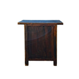 Distressed Rustic Black Rough Grain Wood Side Table Nightstand Cabinet ws4315S