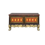 Four Side Carving Painted Vintage Tibetan Low Table Cabinet - Handcrafted Coffee Table cs975S