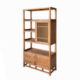 chinese-elm-wood-brown-display-bookcase-cabinet