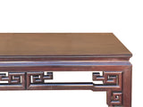 Chinese Vintage Brown Lacquer Square Ru Yi Motif Long Altar Console Table ws3882S