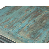 Chinese Distressed Turquoise Aqua Blue Low Square Coffee Table ws4069S