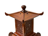 Oriental Medium Brown Wood Square Tower Pagoda Shape Table Lamp ws4113S