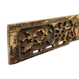 Chinese Vintage Wood Brown Golden Relief Carving Wall Hanging Art Plaque ws4182S