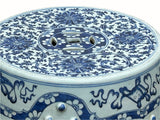 Oriental Blue and White Blossom Flowers Double Coins Porcelain Round Stool Table ws4320S