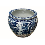 Chinese Crackle Base Blue White Double Dragon Peony Porcelain Pot ws4328S