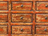 Orange Brown Rustic Vintage 9-Drawer Wooden Dresser – Distressed Farmhouse Storage Cabinet cs1977S