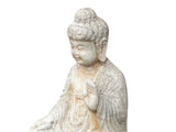 Chinese Oriental Distressed White Marble Stone Carved Sitting Buddha cs7212S