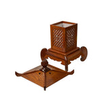 Oriental Medium Brown Wood Square Tower Pagoda Shape Table Lamp ws4113S