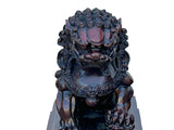 Pair Chinese Dark Brown Bronze Metal Foo Dog Lion Fengshui Figures ws4200S