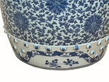 Oriental Blue and White Blossom Flowers Double Coins Porcelain Round Stool Table ws4320S