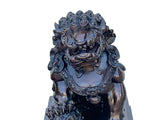 Pair Chinese Dark Brown Bronze Metal Foo Dog Lion Fengshui Figures ws4200S