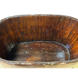 Vintage Chinese Rustic Brown Oval With Handle Wood Bucket ws4302S