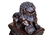 Pair Chinese Dark Brown Bronze Metal Foo Dog Lion Fengshui Figures ws4200S