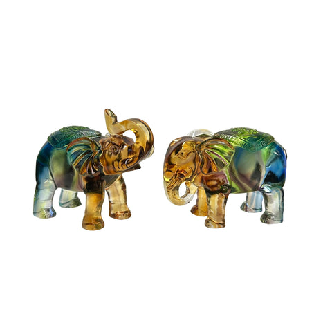 pair liuli glass elephant 