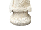 Chinese Oriental Distressed White Marble Stone Carved Sitting Buddha cs7212S