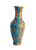 Vintage Chinese Turquoise Cloisonne Lotus Metal Vase cs648S