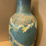 Chinese Distressed Blue Green Paint Porcelain Dragon Pattern Vase ws2440S