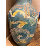 Chinese Distressed Blue Green Paint Porcelain Dragon Pattern Vase ws2440S