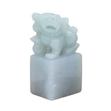 Detail Carved Natural Jade Chinese Table Top Small Foo Dog Statue n553S