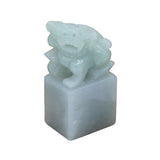 Detail Carved Natural Jade Chinese Table Top Small Foo Dog Statue n553S