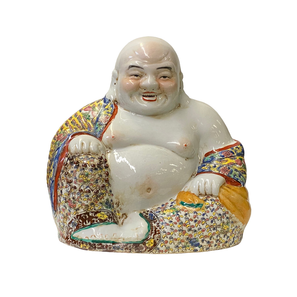 Chinese Canton Mix Ceramic Happy Laughing Buddha Statue