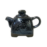 black silver glaze teapot display art