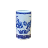 blue white porcelain vase - chinese scenery column shape vase