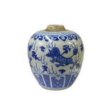 ginger jar - blue white porcelain jar - Chinese temple jar