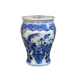 Chinese blue white porcelain round stool - asian flower bird porcelain round table - oriental porcelain side table