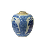 Oriental Handpaint Officers Small Blue White Porcelain Ginger Jar ws2328S