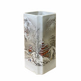 Chinese Off White Porcelain Snow Scenery Square Shape Vase ws2353S