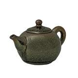 Chinese Jianye Clay Metallic Bronze Black Glaze Decor Teapot Display Art ws2670S