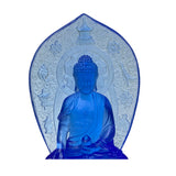 Crystal Glass Pate-de-Verre Blue Gautama Amitabha Shakyamuni Statue ws1816S