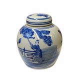 Chinese Oriental Small Blue White Porcelain Kirin Kid Ginger Jar ws1865S