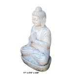 Chinese Oriental Distressed White Marble Stone Carved Sitting Buddha cs7196S