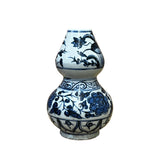 Chinese Blue White Porcelain Oriental Scenery Gourd Shape Vase ws2983S