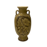 Chinese Ceramic Brown Glaze Earthenware Flower Accent Vase ws2762S