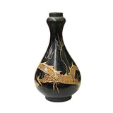 Chinese Ware Brown Black Glaze Dragon Theme Ceramic Jar Vase  ws1928S