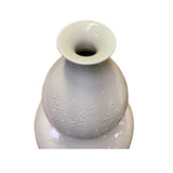 Chinese Off White Porcelain Relief Floral Pattern Gourd Shape Vase ws2732S